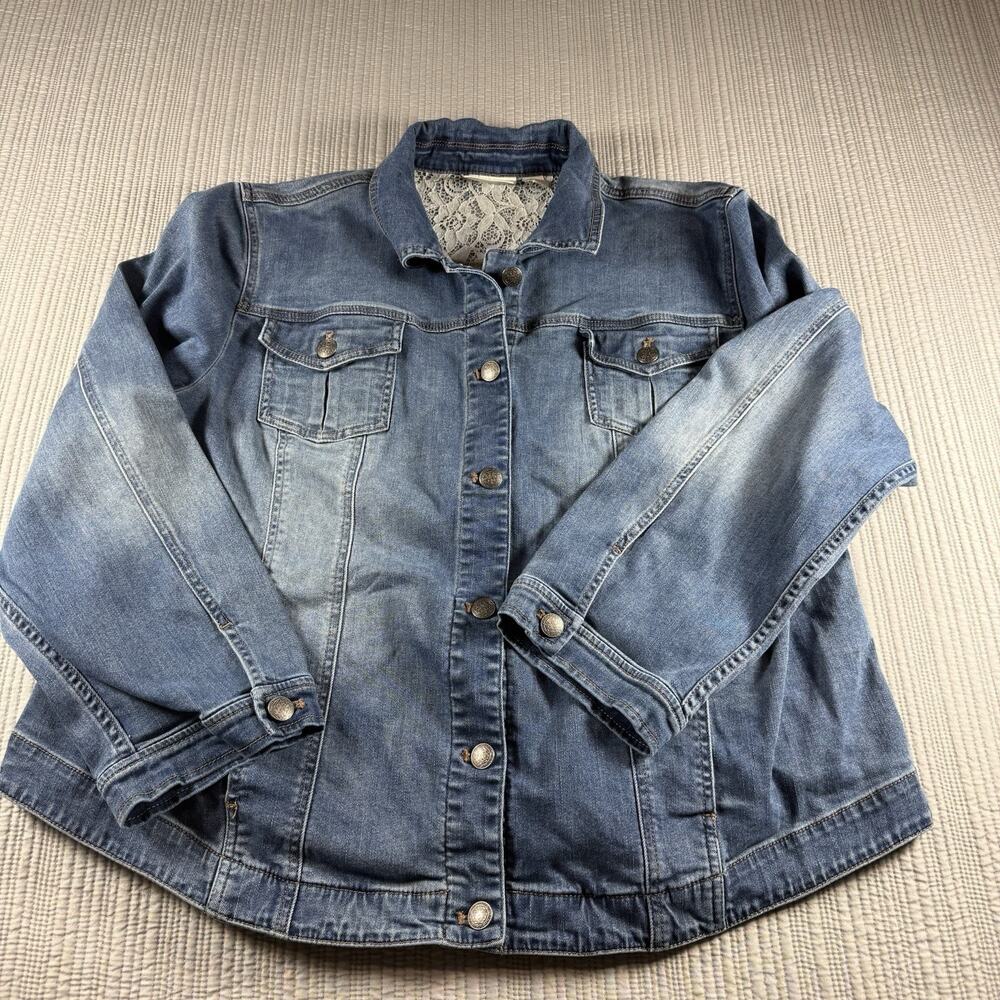 Chico's Blue Jean Jacket Womens 4 Trucker Elevated Casual Classic Chic